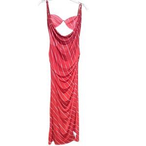 ASOS Design dress draped sexy bra top red white long strappy size 12